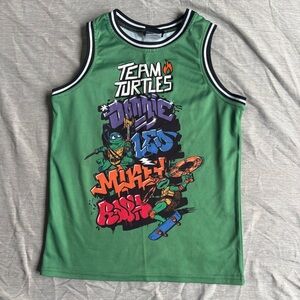Team Turtles Green Graphic Kids Jersey Tank Top